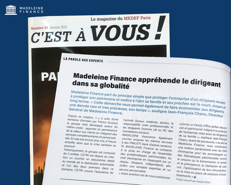 Le MEDEF PARIS donne la parole à MADELEINE FINANCE